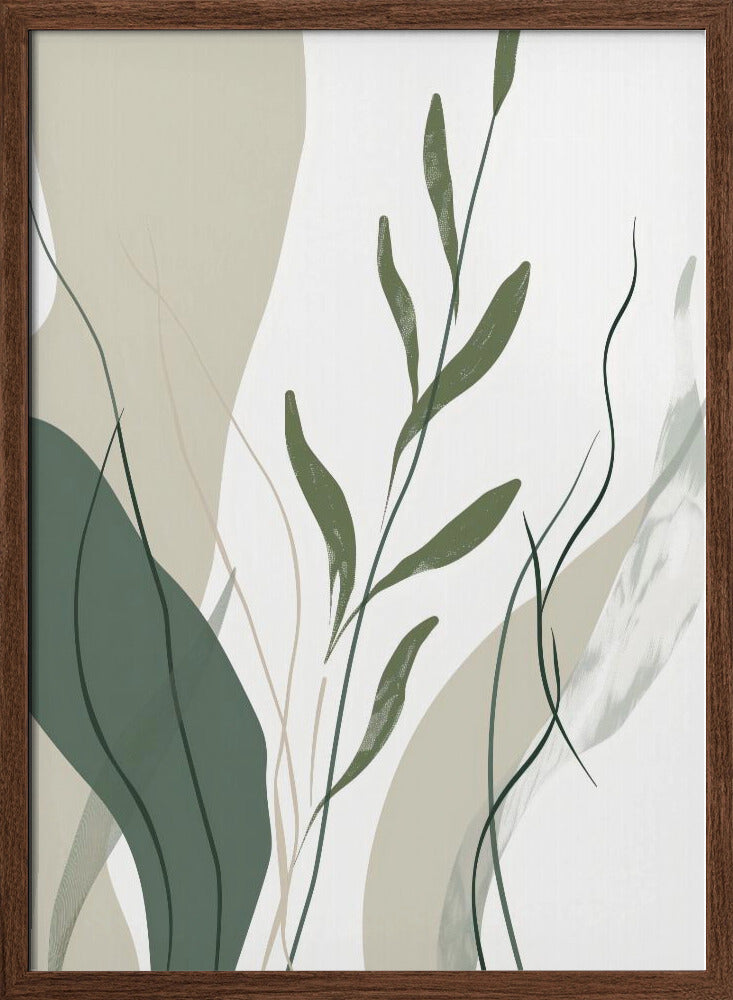 Green Abstract Leaves No 1 Poster