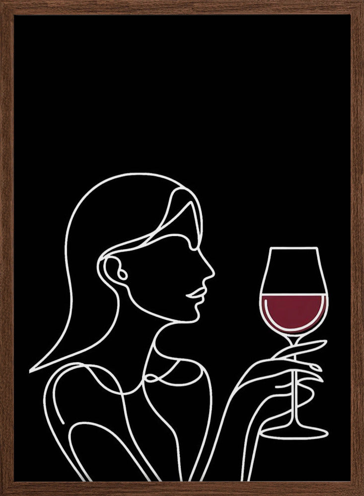 Woman and Wine On Black 2 Poster