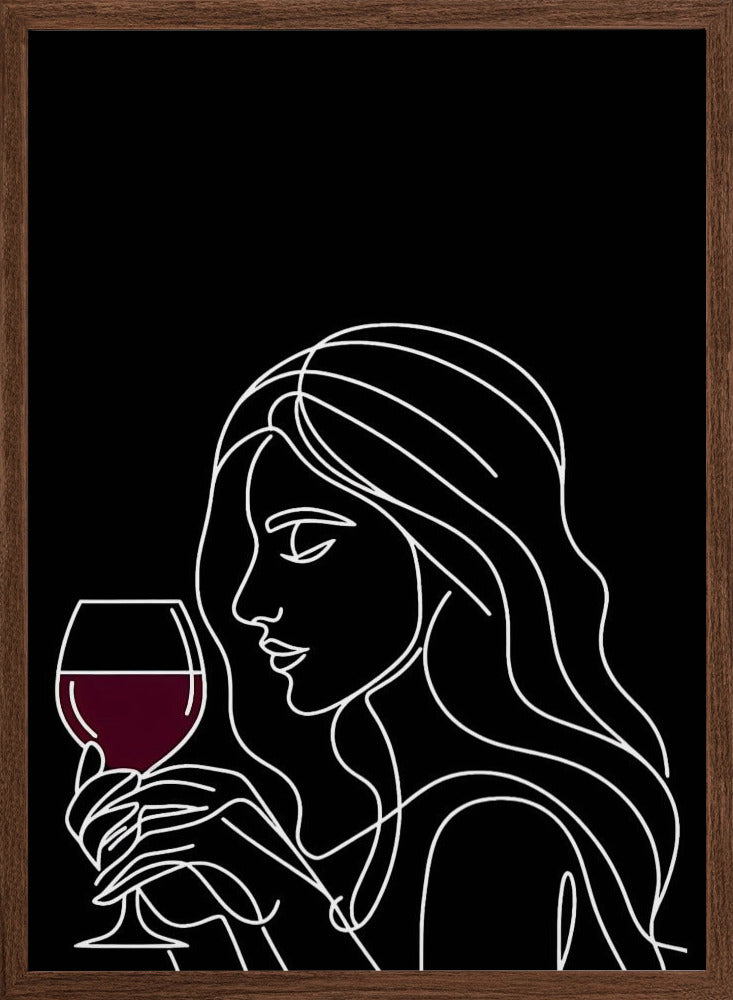 Woman and Wine On Black 4 Poster