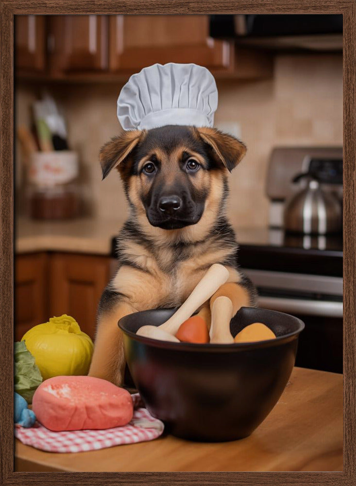 German Shepherd Puppy Chef Poster