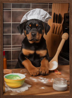 Rottweiler Puppy Chef Poster