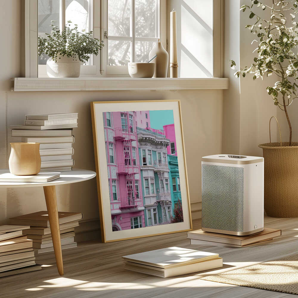 Pink and Blue Row Houses in San Francisco Poster