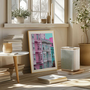 Pink and Blue Row Houses in San Francisco Poster