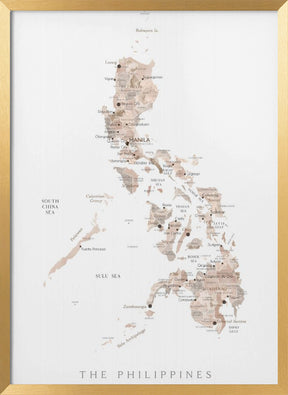 Taupe watercolor map of Philippines Poster