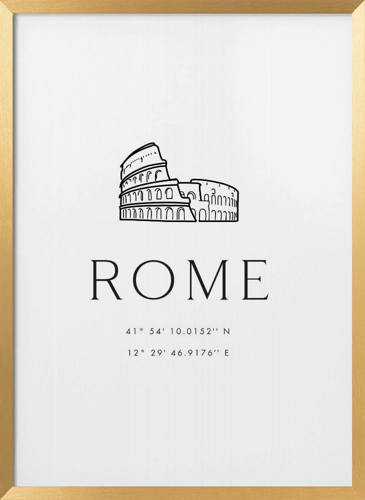 Rome coordinates with Colosseum sketch Poster