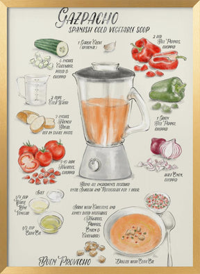 Gazpacho illustrated recipe in English Poster