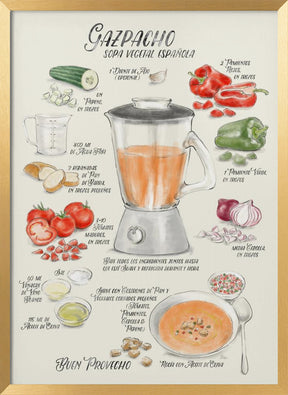 Gazpacho illustrated recipe in Spanish Poster