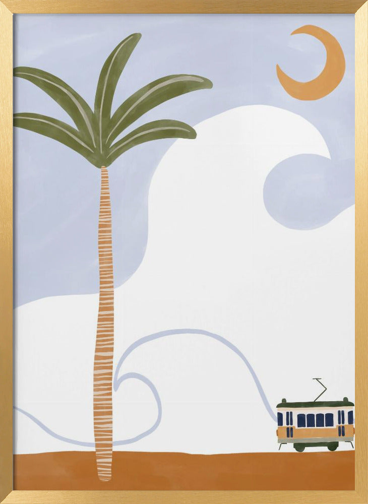 Little Tram On Beach Poster