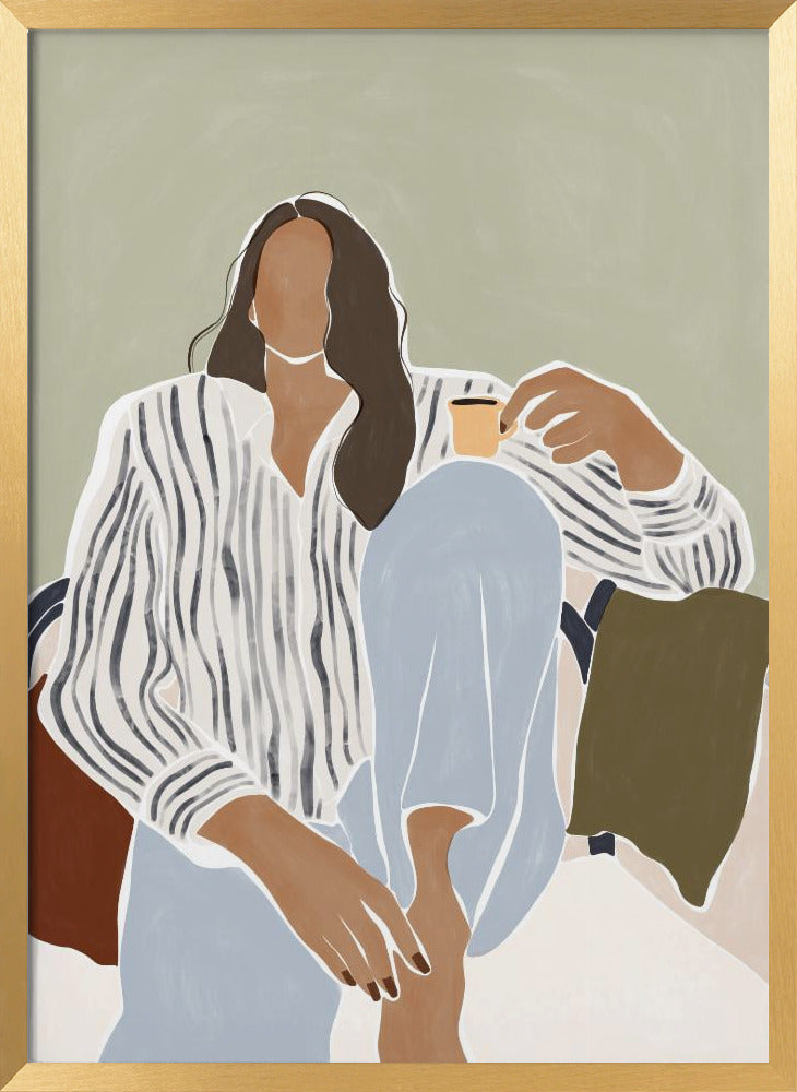 Woman Enjoying a Cup of Espresso Poster