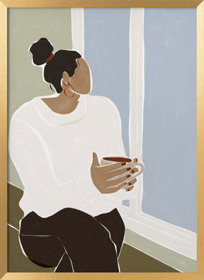 Woman Enjoying a Cup of Tea Art Print Poster