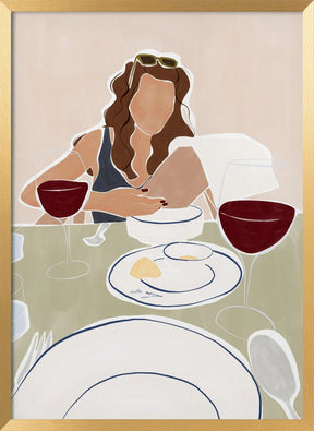 Woman Dining In a Restaurant Print By Ivy Green Illustrations Poster