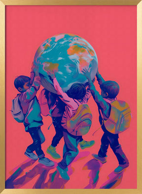 Children Carrying the World Poster