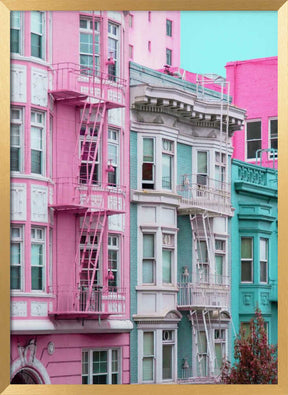 Pink and Blue Row Houses in San Francisco Poster