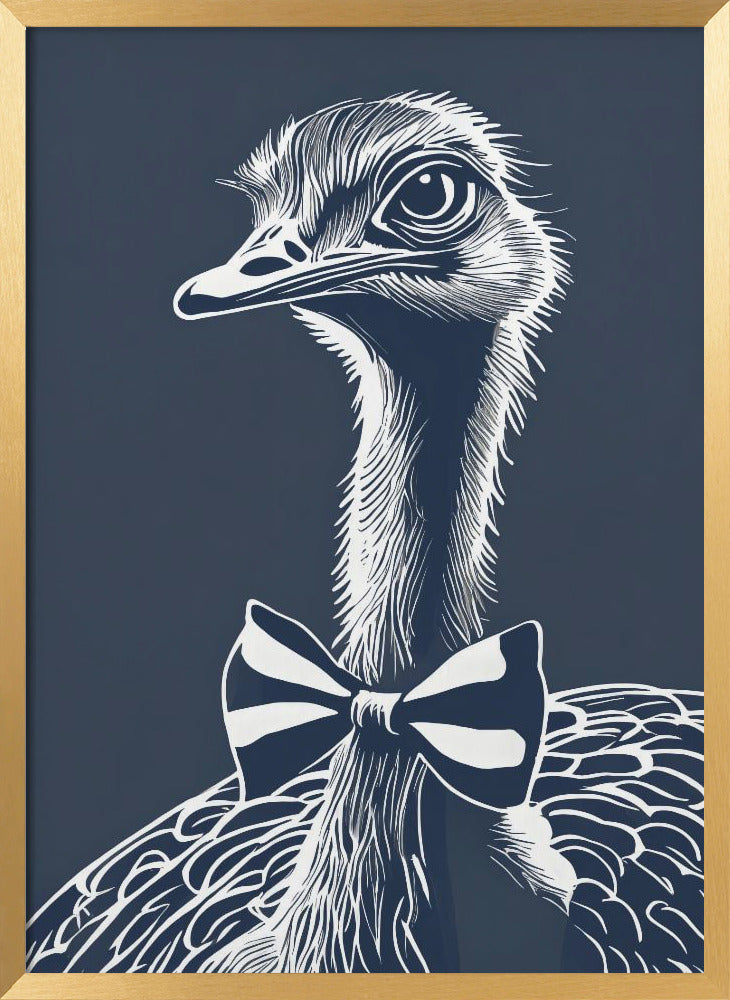 Ostrich with bow tie Poster