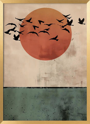 Birds Flying In the Sunset Poster