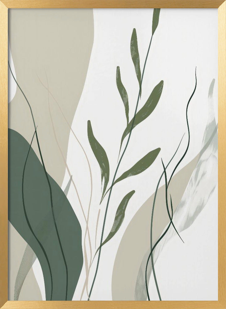 Green Abstract Leaves No 1 Poster