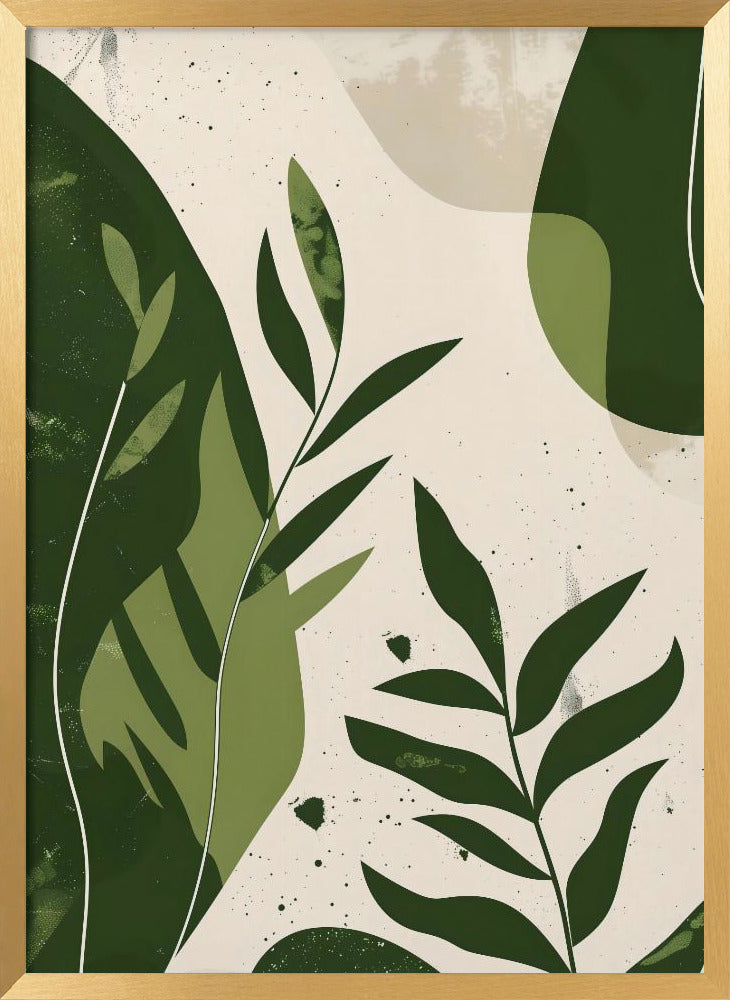 Green Abstract Leaves No 2 Poster