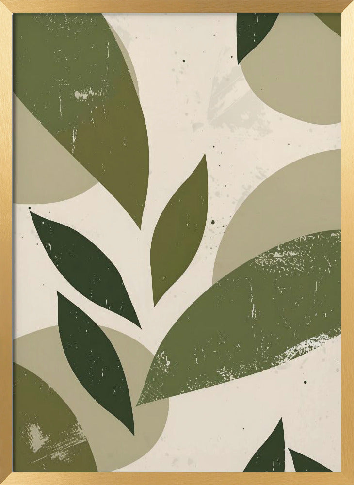 Green Abstract Leaves No 3 Poster