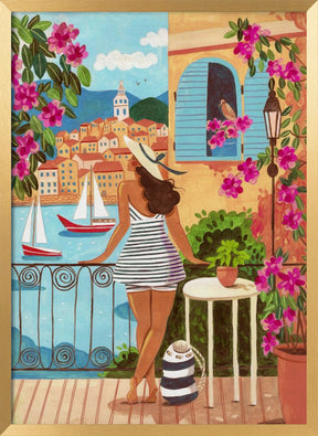 Travel poster woman in Saint-Tropez, France Poster