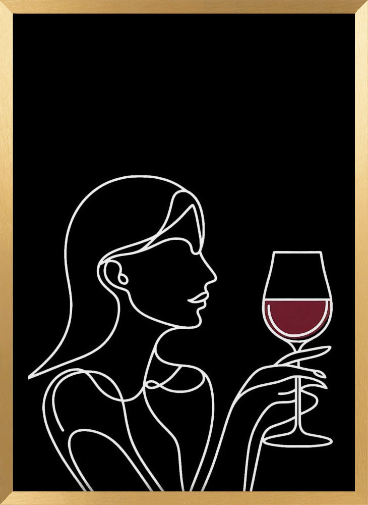 Woman and Wine On Black 2 Poster