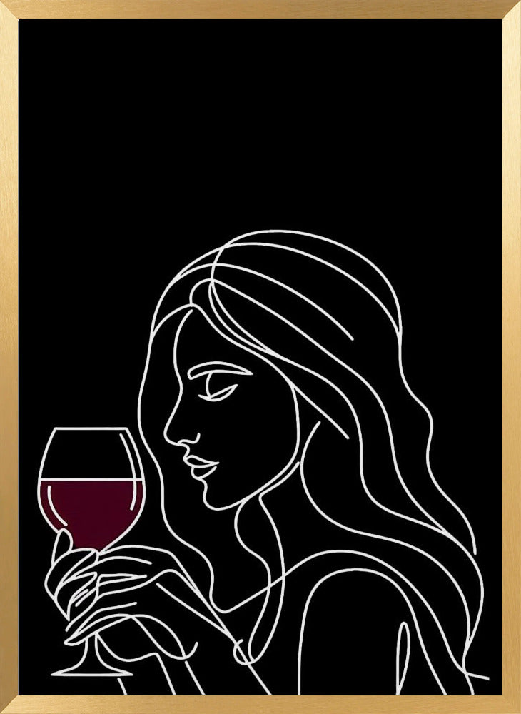 Woman and Wine On Black 4 Poster