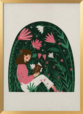 Reading in a Dome of Plants Poster