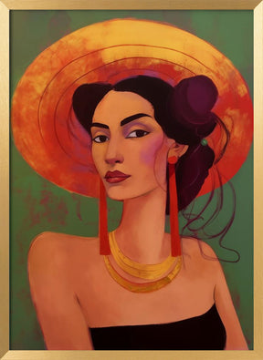 Mexican lady in sombrero Poster