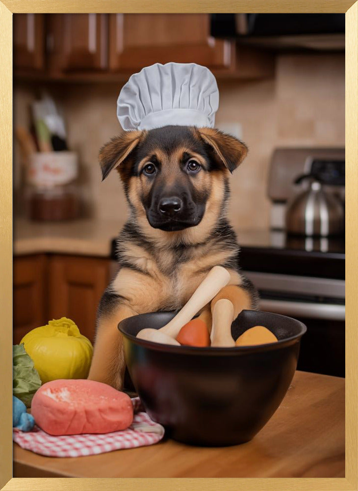 German Shepherd Puppy Chef Poster