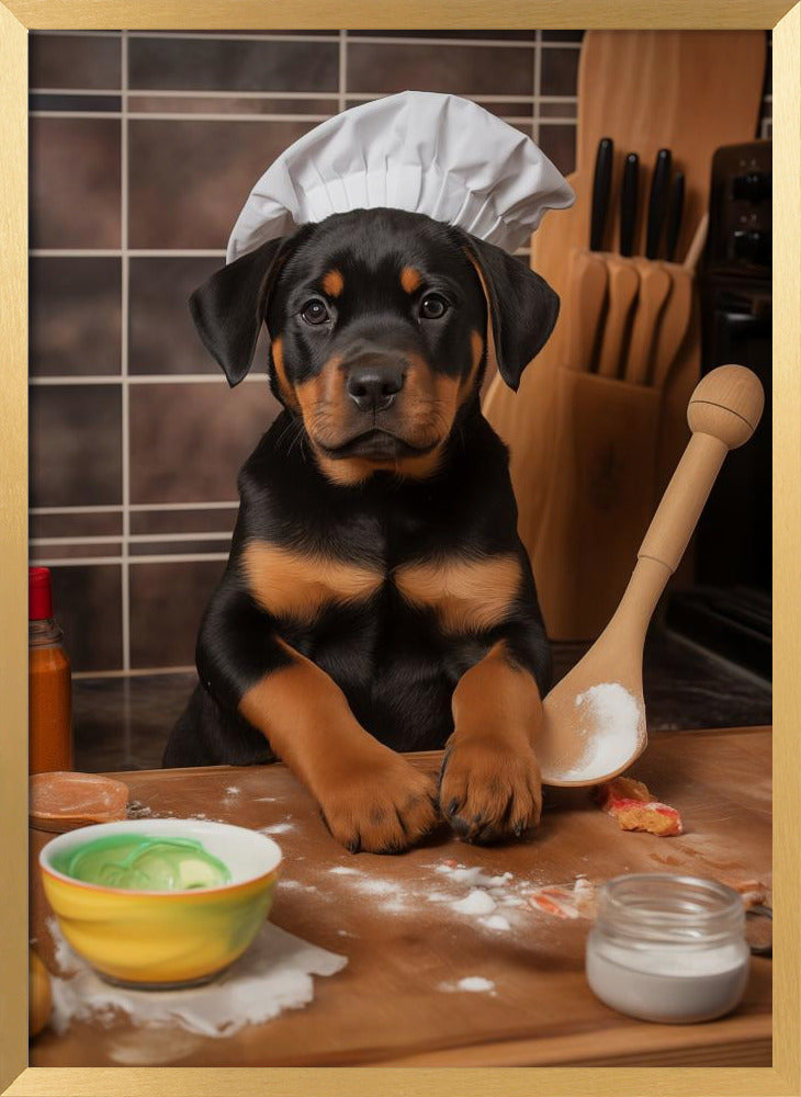 Rottweiler Puppy Chef Poster