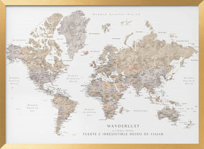 Wanderlust world map in spanish Poster