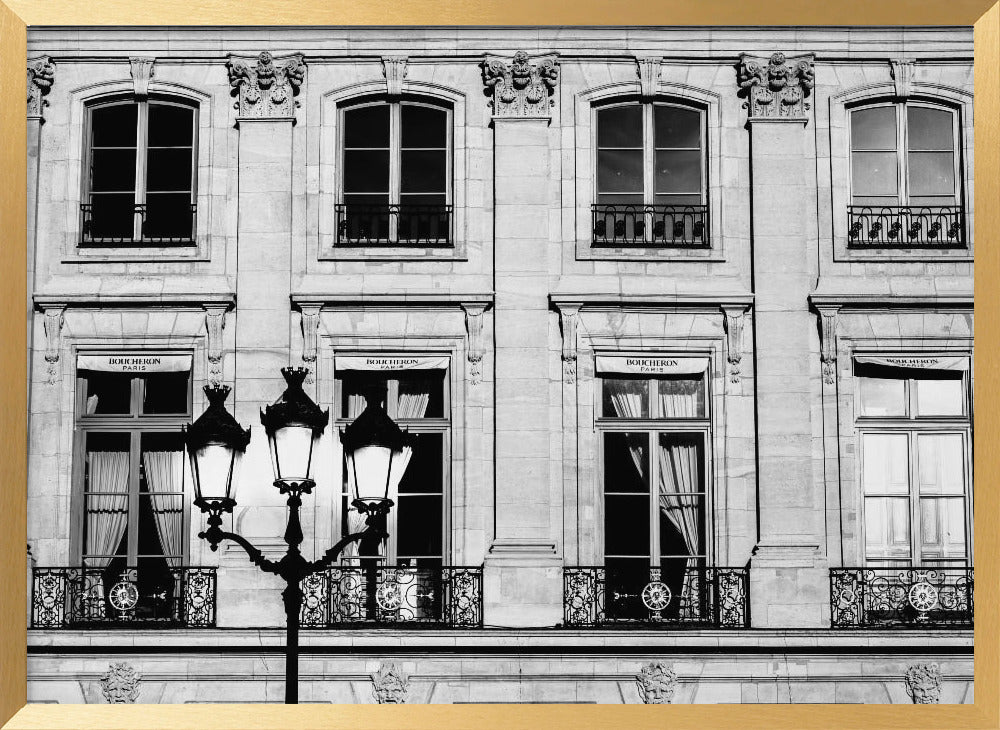 Paris Lamps Black And White Poster