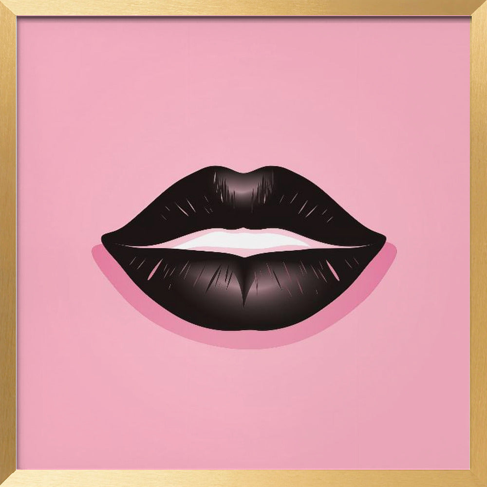 Lips In Black and Pink Poster