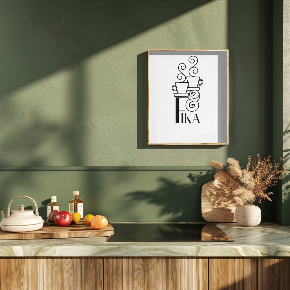 Fika line art illustration Poster