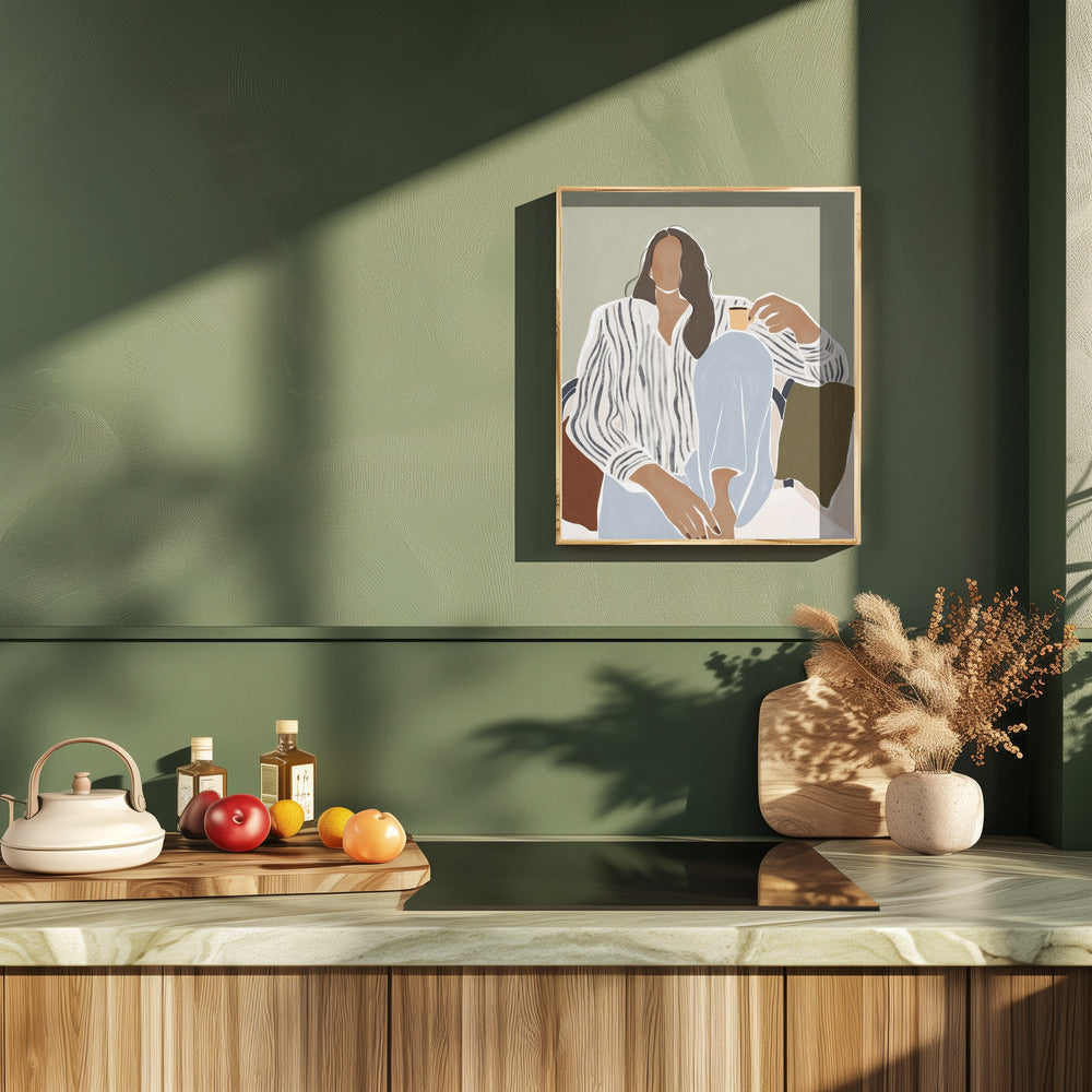 Woman Enjoying a Cup of Espresso Poster