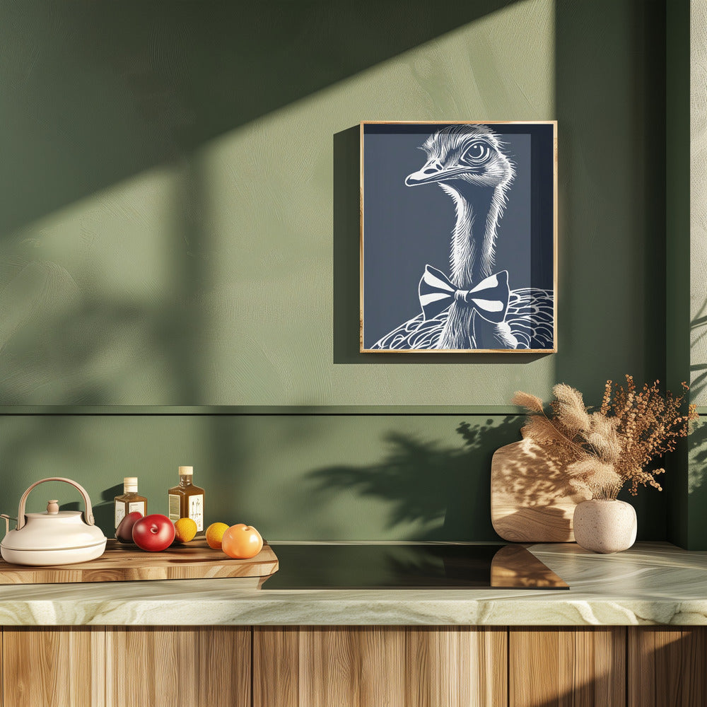 Ostrich with bow tie Poster