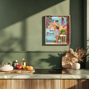 Travel poster woman in Saint-Tropez, France Poster
