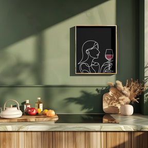 Woman and Wine On Black 2 Poster