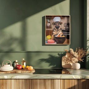 German Shepherd Puppy Chef Poster