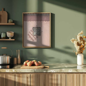 Rustic Pink Wall With A Vintage Window Poster