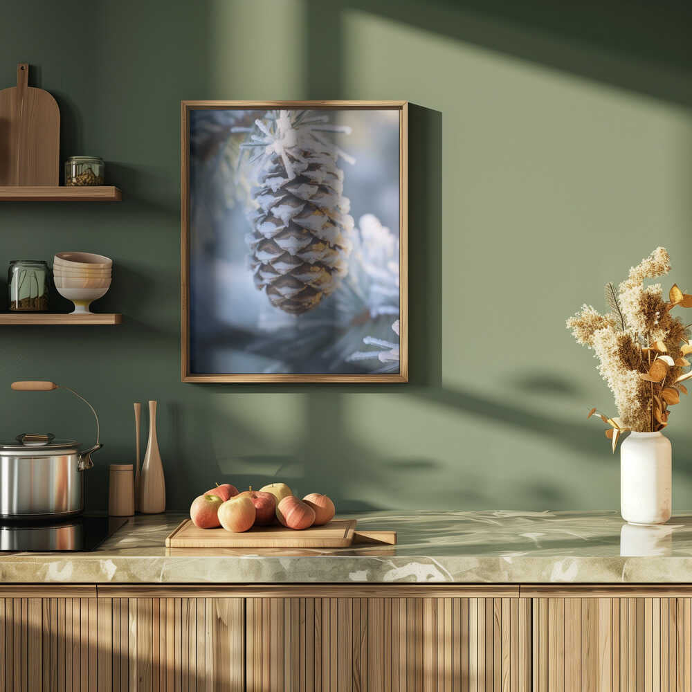 Frosty Pinecone Burst Poster