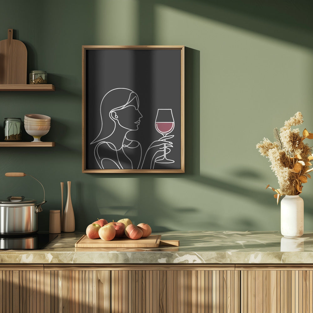 Woman and Wine On Black 2 Poster