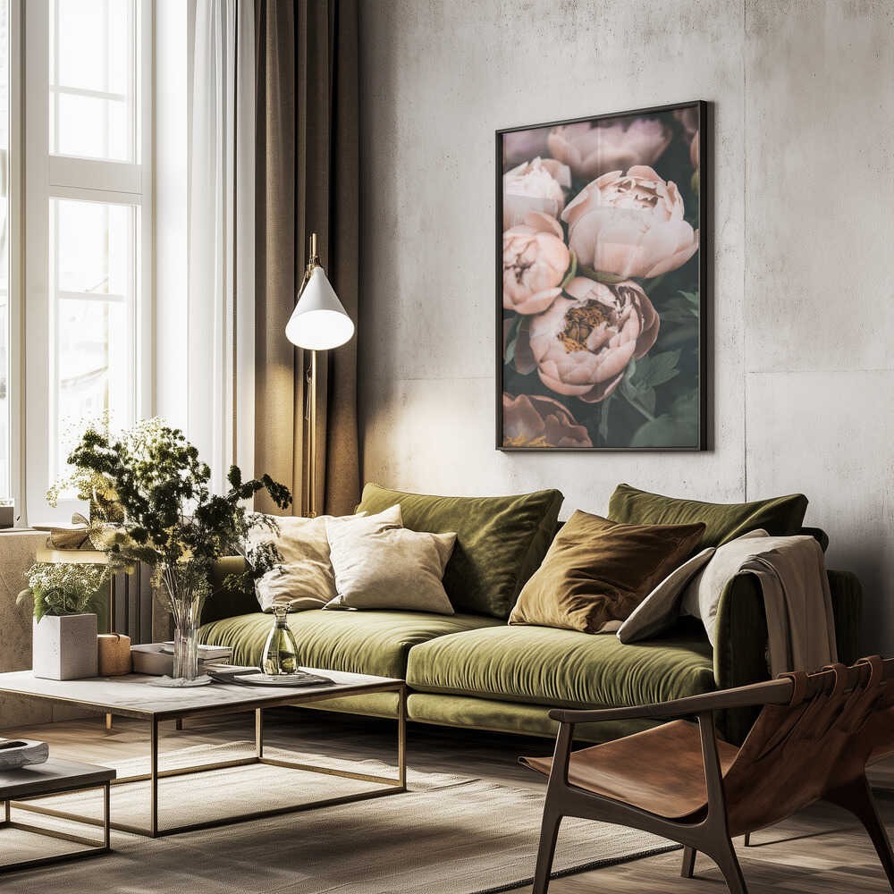 Coral Peonies Poster