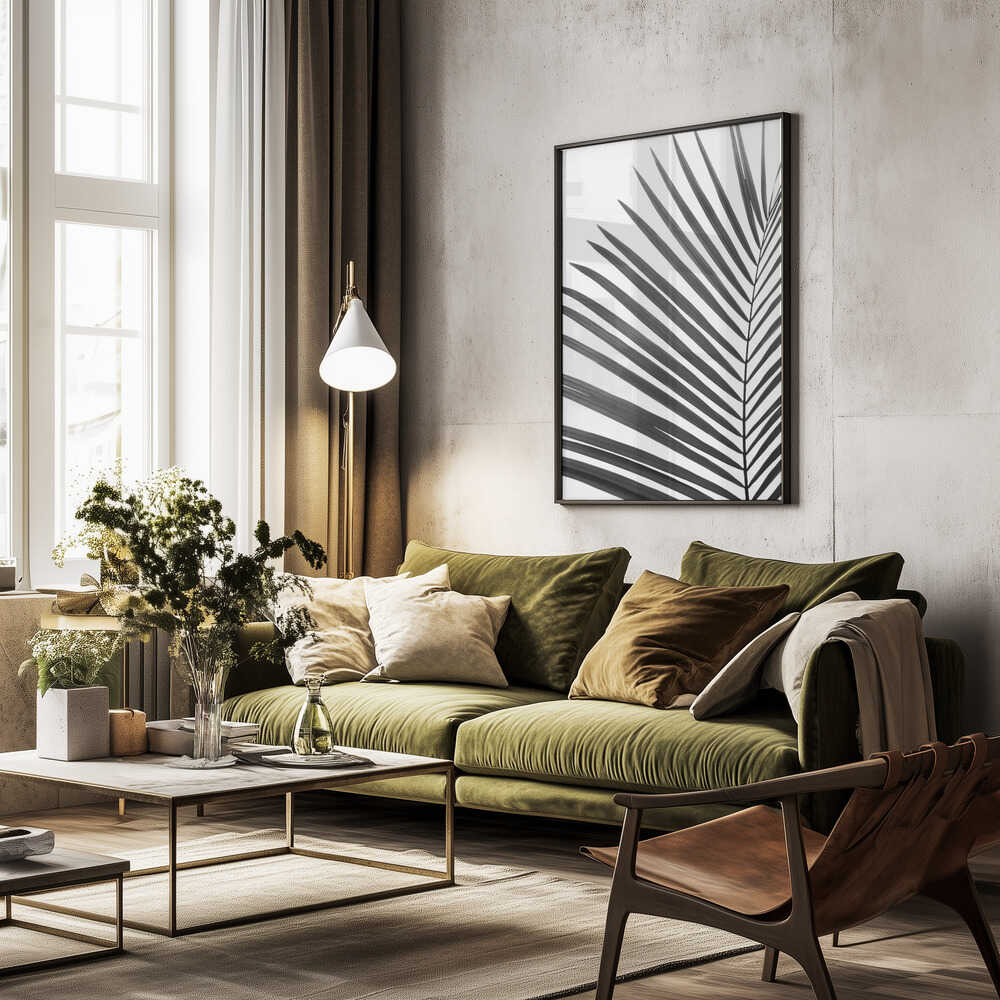 BW Palm Leaf Poster