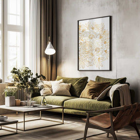 Nanette floral art in gold Poster