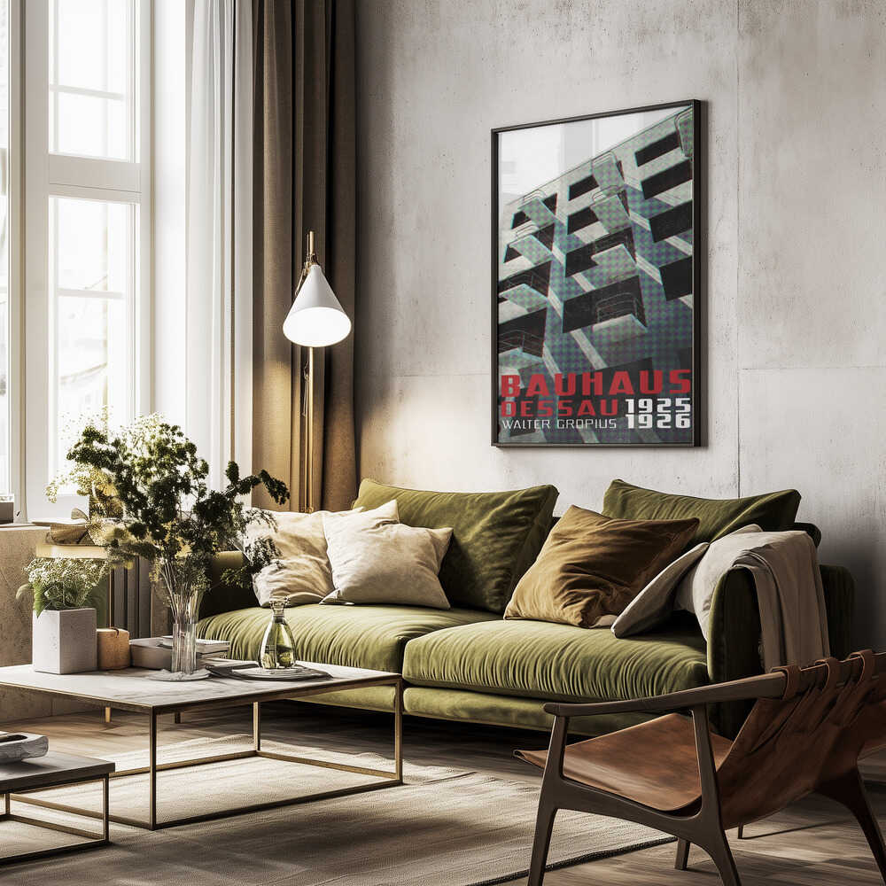 Bauhaus Dessau architecture in vintage magazine style VII Poster