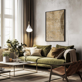 Sepia vintage map of Köln downtown Germany Poster