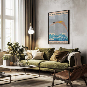 Into the Ocean (blue) Standard Wall Art Poster