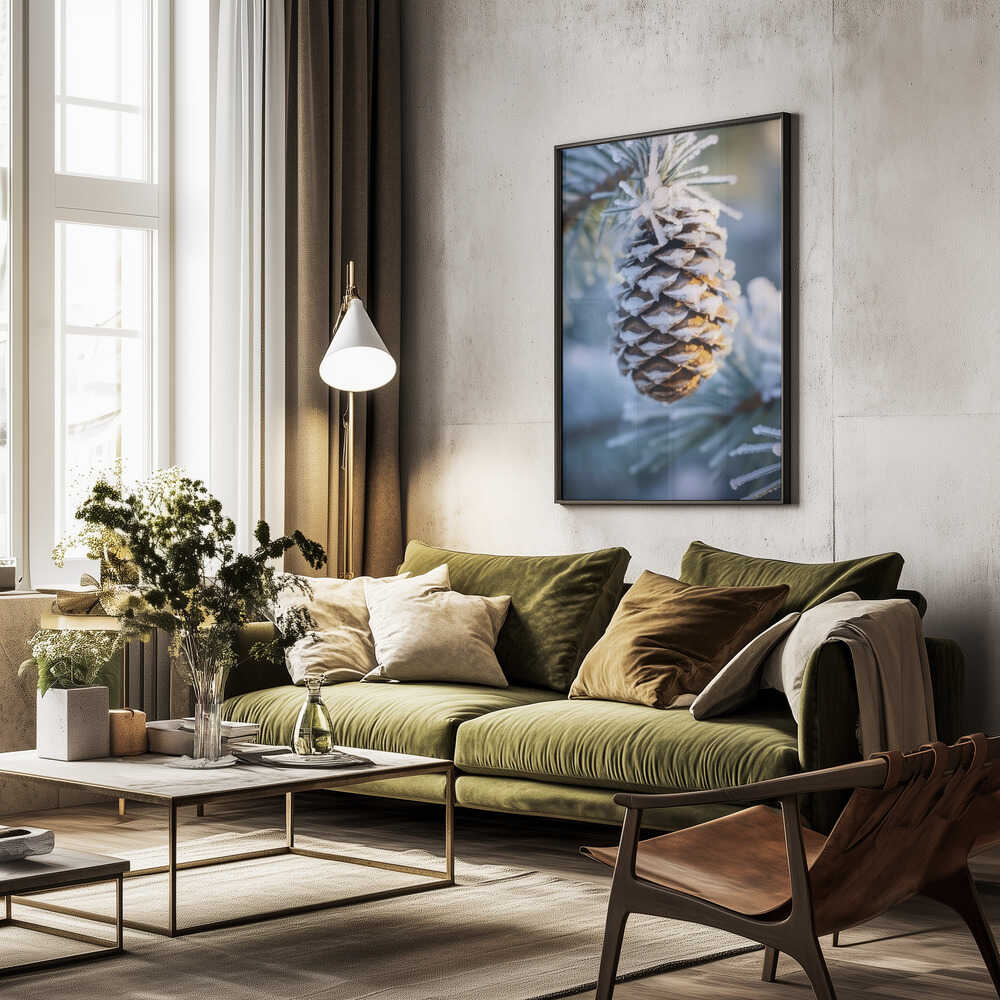 Frosty Pinecone Burst Poster