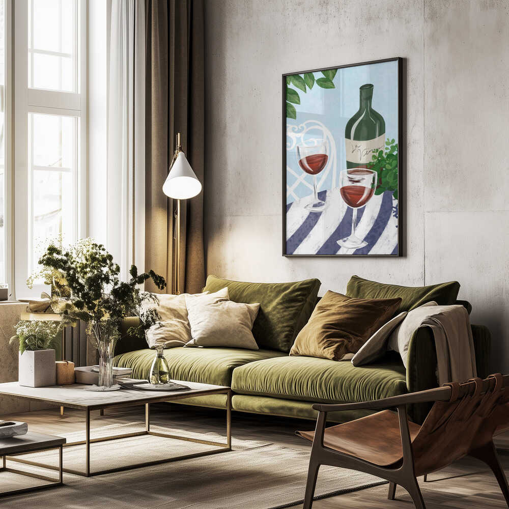 Red wine under the tree Poster