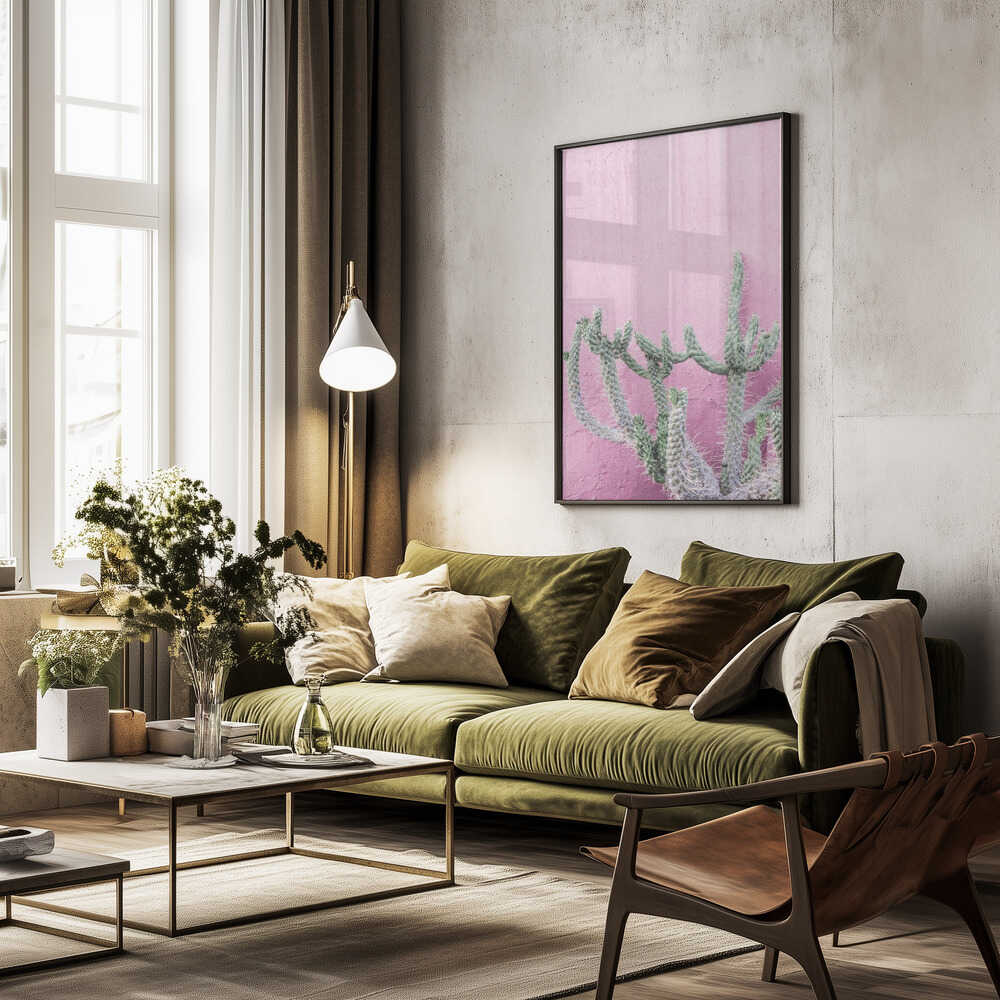 Cactus On Pink Poster